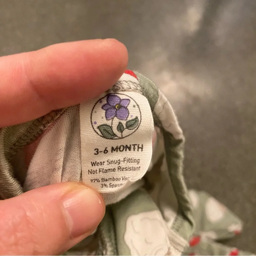 Larkspur Baby 3-6 months Santa Bamboo‎ Pajama Zippy Bamboo Green Christmas